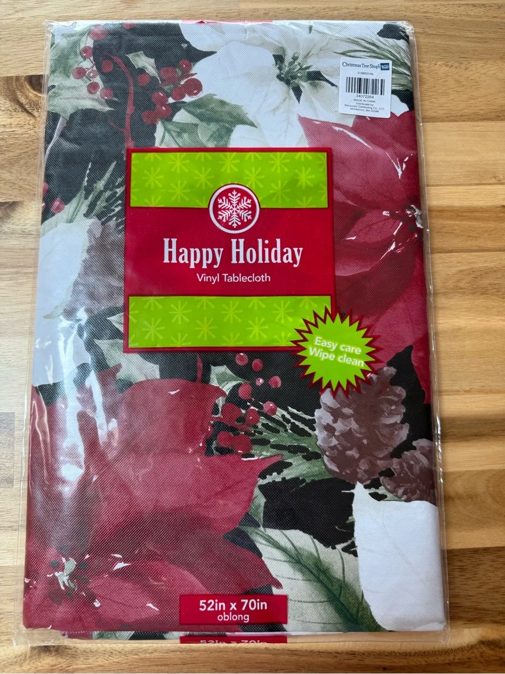 Vinyl Tablecloth - Red & Green Floral